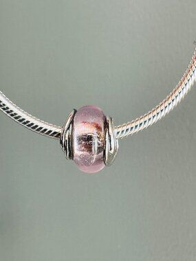 Authentic Pandora Encircled Pink Murano Glass Charm 793241C00